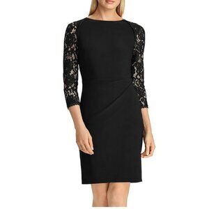Lauren Ralph Lauren Eugena Black 3/4 Sleeve Cocktail Dress .  Size 8